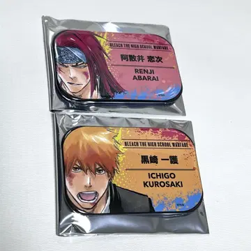 BLEACH 블리치 명찰 캔뱃지 쿠로사키 이치고 아사노이 렌지 2종 세트