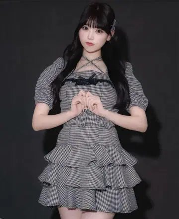 pium 티어드 프릴 미니 원피스 깅엄