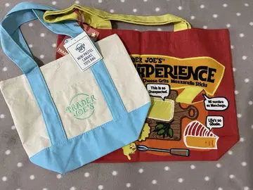TRADER JOE'S 미니 토트백 블루 & 에코백 치즈 세트