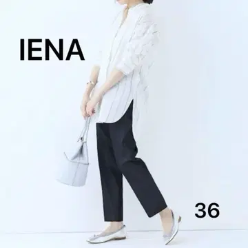 IENA 새틴 스트레치 팬츠 사이즈 36 슬랙스 팬츠 네이비