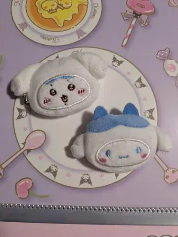 산리오 치이카와 (먼작귀) 시크릿 헤어 클립 시나몬 하치와레 콜라보