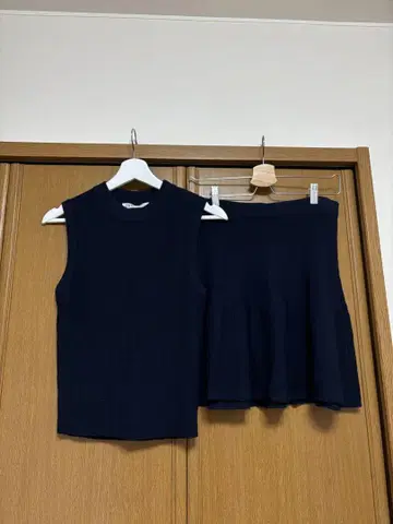 자라 셋업 자카드 원단 네이비