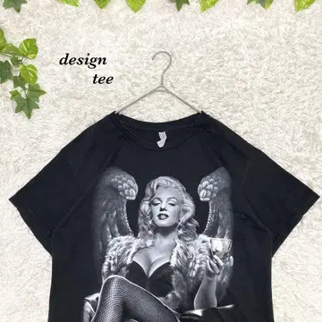 티셔츠 마릴린 먼로 빅 로고 구제 의류 오버 사이즈 alstyle