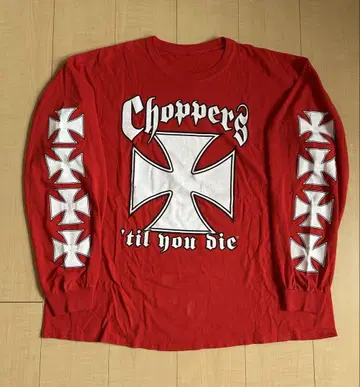 Choppers 'til you die 긴팔 티셔츠 레드