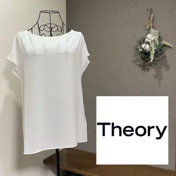 Theory 띠어리 반팔 블라우스 쉬폰 블라우스 시어 셔츠 화이트