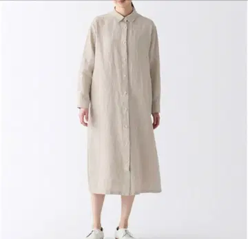 무인양품 린넨 워싱 긴팔 셔츠 원피스