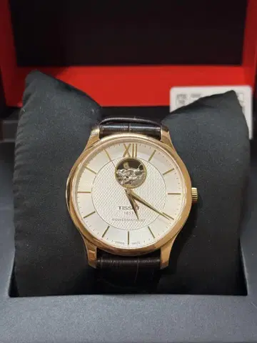 Tissot 자동 감기 손목 시계 골드/브라운