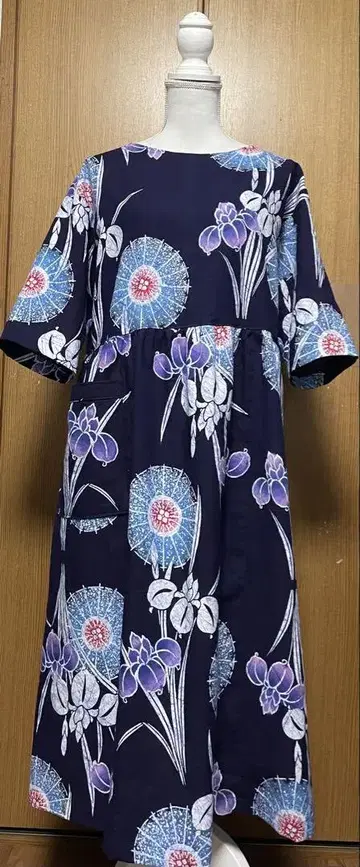 유카타 리메이크 목화 허리 개더 원피스