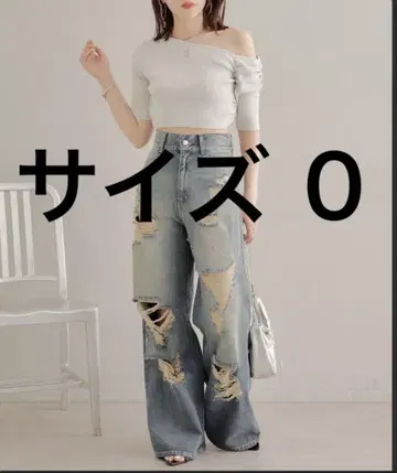 Chico 치코 데미지 와이드 데님 팬츠 블루