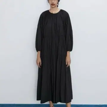 둥근넥/긴팔/얇은 원단/티어드 원피스/얇은 소재
