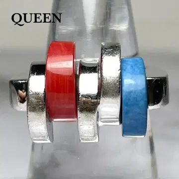Queen 퀸 QUEEN 반지 925 컬러풀 실버