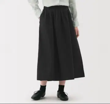 새상품 무인양품 헴프 코튼 이지 롱 스커트 블랙