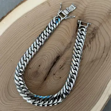 키헤이 8면 M 컷 19cm 팔찌 더블 중절 클로징 로듐 마감