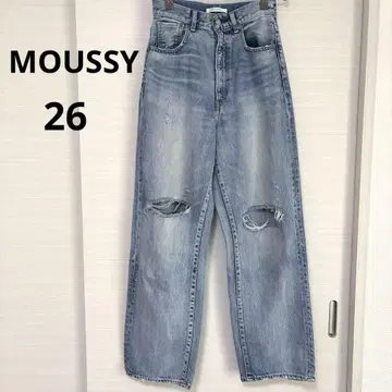 MOUSSY 하이웨스트 데미지 데님 팬츠 26인치