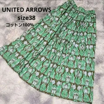 UNITED ARROWS 코튼 에스닉 프린트 스커트 일본제 38