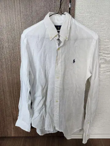 랄프 로렌 화이트 린넨 100% 셔츠 클래식 핏