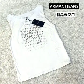 택 포함 새상품 Armani Jeans 슬리브리스 화이트 상의 티셔츠