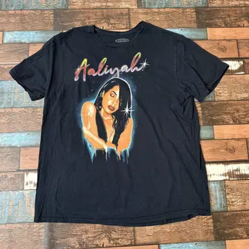 빈티지 구제 의류 AALIYAH 아리아 남성용 반팔 티셔츠 뮤직