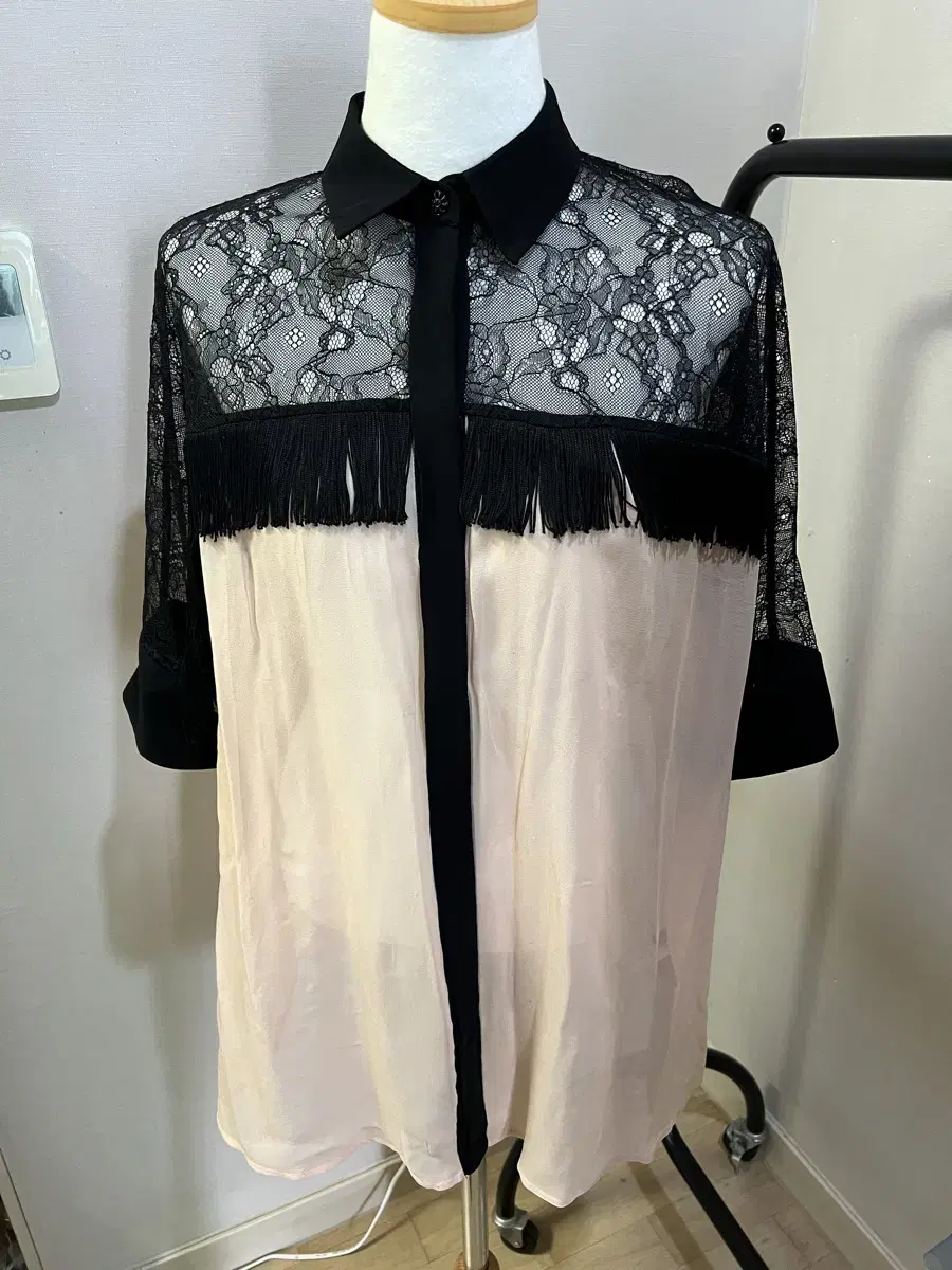 Versace Lace See-Through Silk Shirt