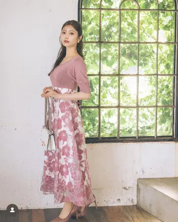 택 포함 새상품 토코 백 레이스업 오팔 플라워 프린트 도킹 원피스