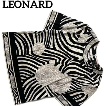 LEONARD 레오나르 꽃무늬 보타니컬 흑백 블라우스 셔츠 M
