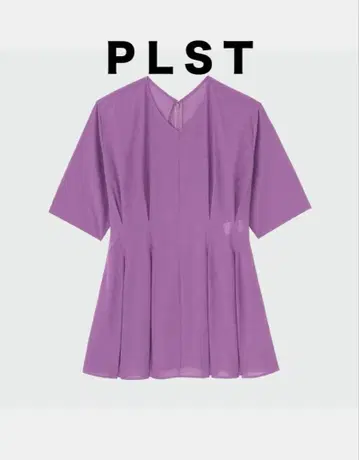 PLST 코튼 블렌드 시어 페플럼 블라우스 5부 소매 M 사이즈