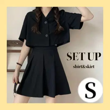 블랙 셔츠 & 스커트 셋업 S 사이즈