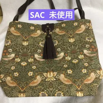 SAC 윌리엄 모리스 텍스타일 '딸기 도둑' 소가죽 토트 미사용