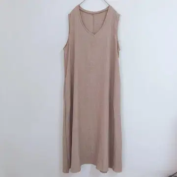 원피스 슬리브리스 플레어 롱 얇은 소재 스트레치 V넥 L