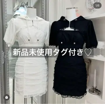 bubbles 개더 후드티 원피스 화이트 S