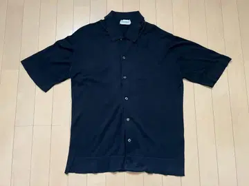 John Smedley 반팔 셔츠 씨 아일랜드 코튼 블랙 M