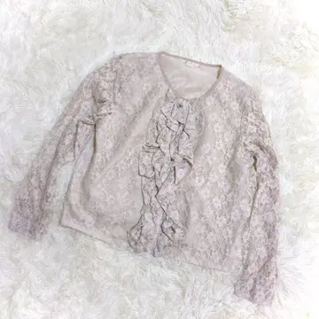 FANCY WAY 레이스 블라우스(L 상당) 꽃무늬 샤보 걸리시 핑크