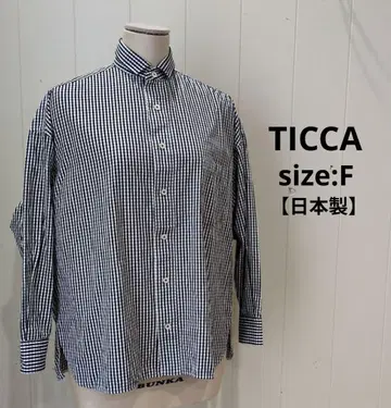 TICCA 스퀘어 빅 셔츠 깅엄 체크 네이비 세탁 가능