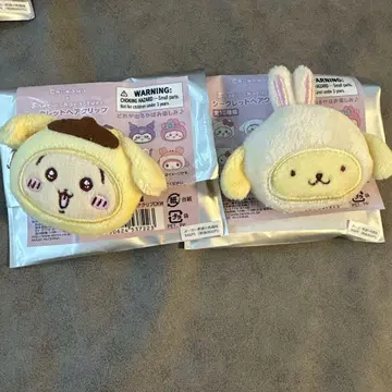 치이카와 산리오 시크릿 헤어 클립 토끼 폼폼푸딩