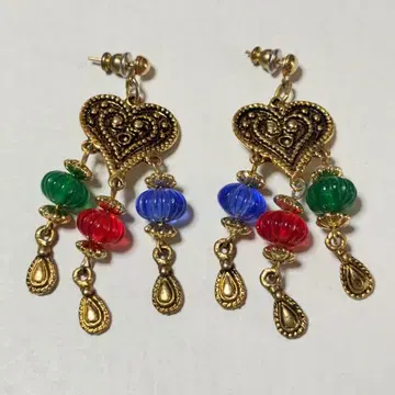 멀티 컬러 스톤 빈티지 귀걸이