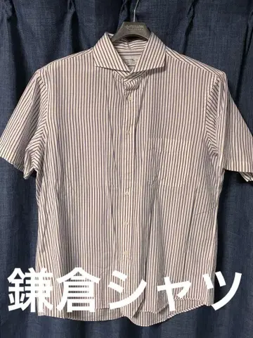 Maker's Shirt 가마쿠라 셔츠 화이트/보라색 스트라이프 LL