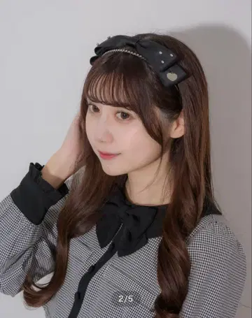 pium 비쥬 리본 머리띠 세트 블랙