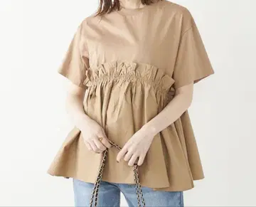 SHIPS Colors 손세탁 가능 후하쿠 도킹 티셔츠 플럼 프릴