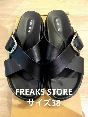 FREAK'S STORE 블랙 크로스 벨트 샌들 38