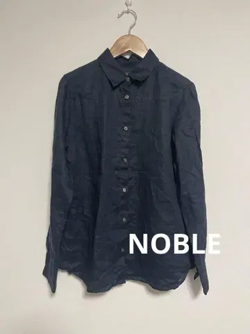 NOBLE 심플 셔츠 린넨 네이비