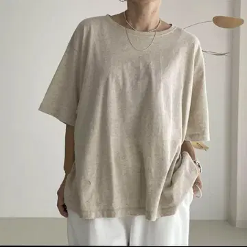ARGUE 코튼 린넨 오버 와이드 티셔츠 베이지