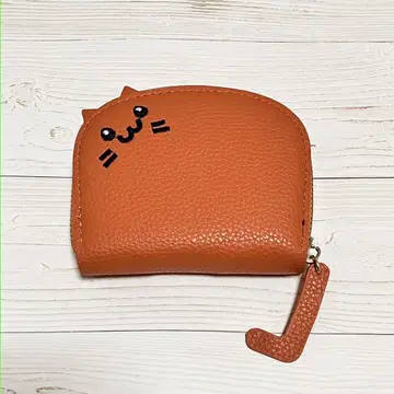 오렌지 컬러 고양이 디자인 카드 케이스 지갑