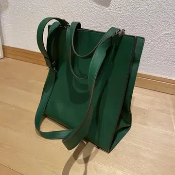 그린 지퍼 숄더백