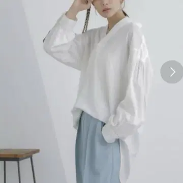 나노 유니버스 긴팔 린넨 셔츠 화이트 스키퍼 린넨 100 오버 사이즈