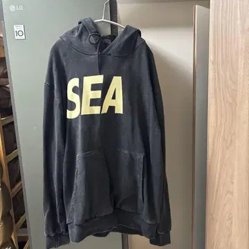 WIND AND SEA 블랙 후드티 L 사이즈