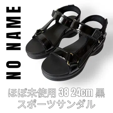 NO NAME 노 네임 38 약 24cm 블랙 스포츠 샌들 에나멜