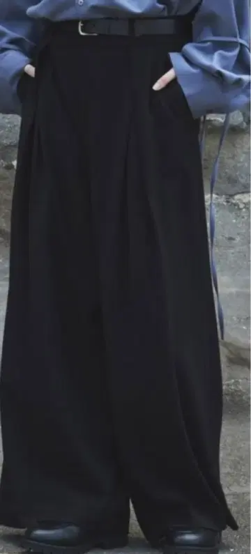 블랙 와이드 팬츠 L 사이즈