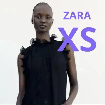 ZARA 자라 프릴 디테일 플리츠 상의 XS