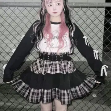 아베일 Majoretty 마키짱 콜라보 티어드 미니 스커트 벨트 포함