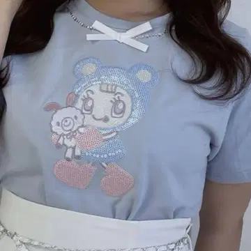 evelyn 에블린 메조 피아노 티셔츠 블루 베리에